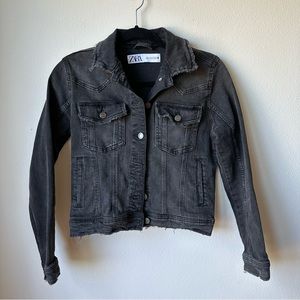 Zara black grey jean jacket size small